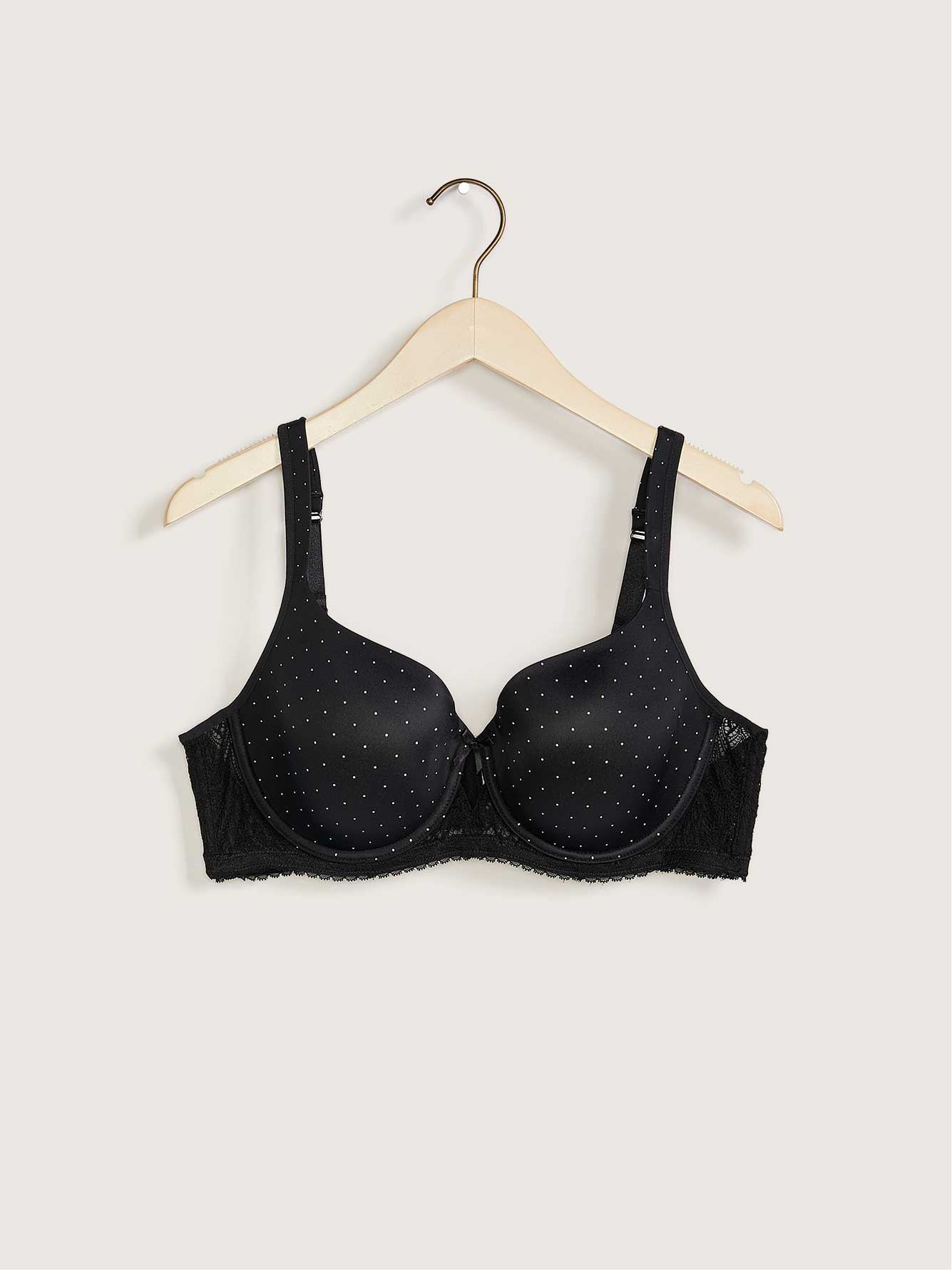 Dot Print T-Shirt Bra With Lace Wing - Déesse Collection