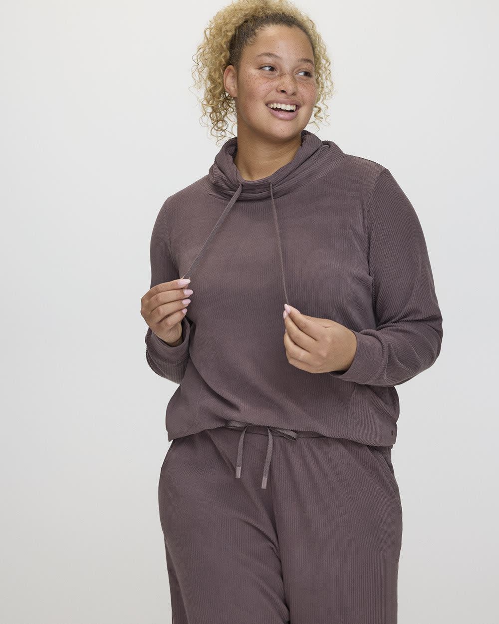 Pull en tricot ottoman en velours à col cheminée - Hyba