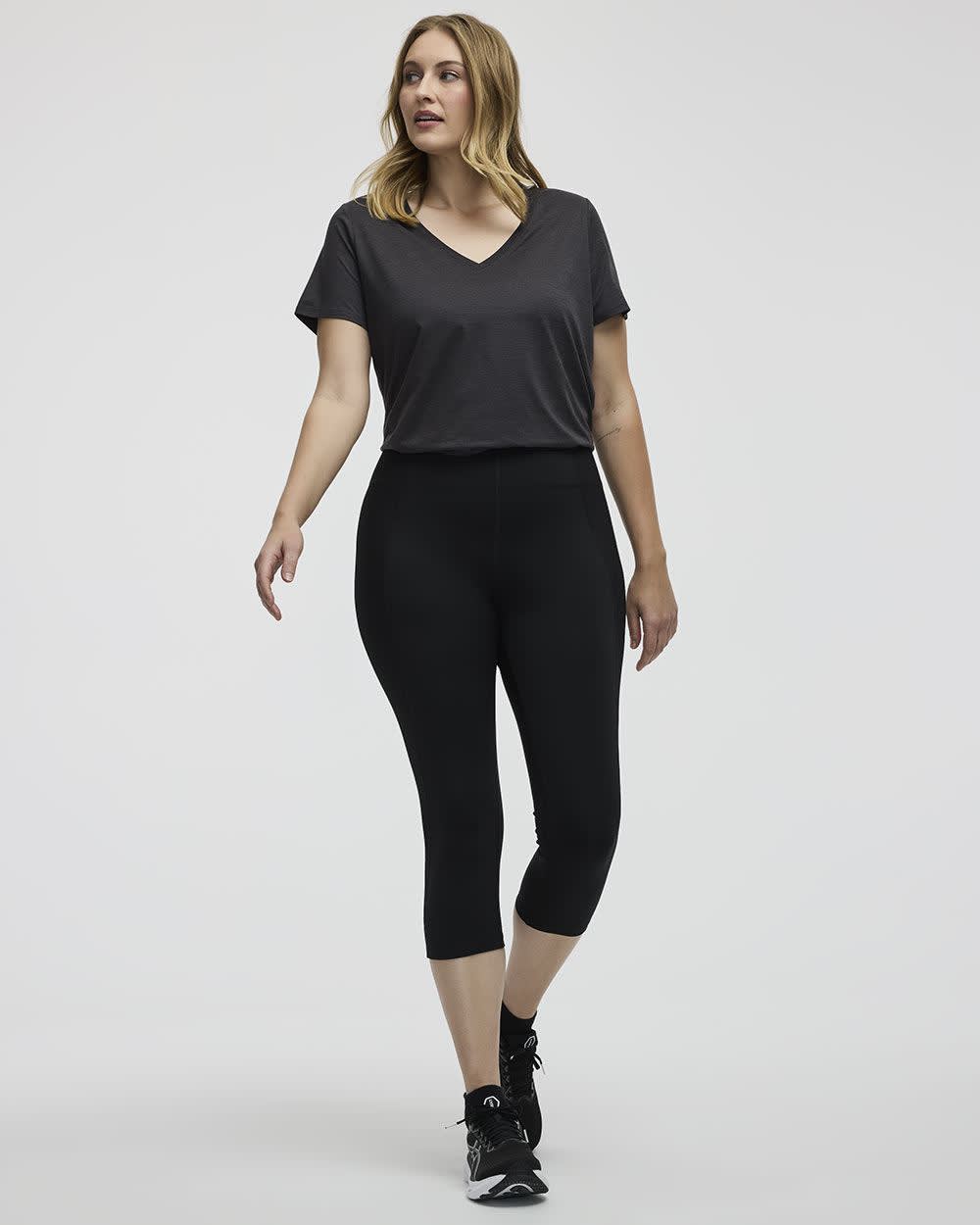 High-Rise Pulse Capri Legging with Ribbed Inserts - Hyba