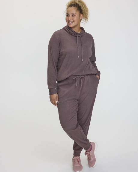 Pantalon jogger en tricot ottoman en velours - Hyba