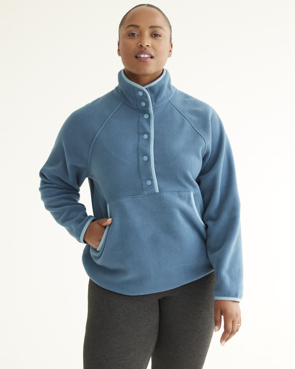 Long-Sleeve Polar Fleece Pullover with Snaps, Hyba