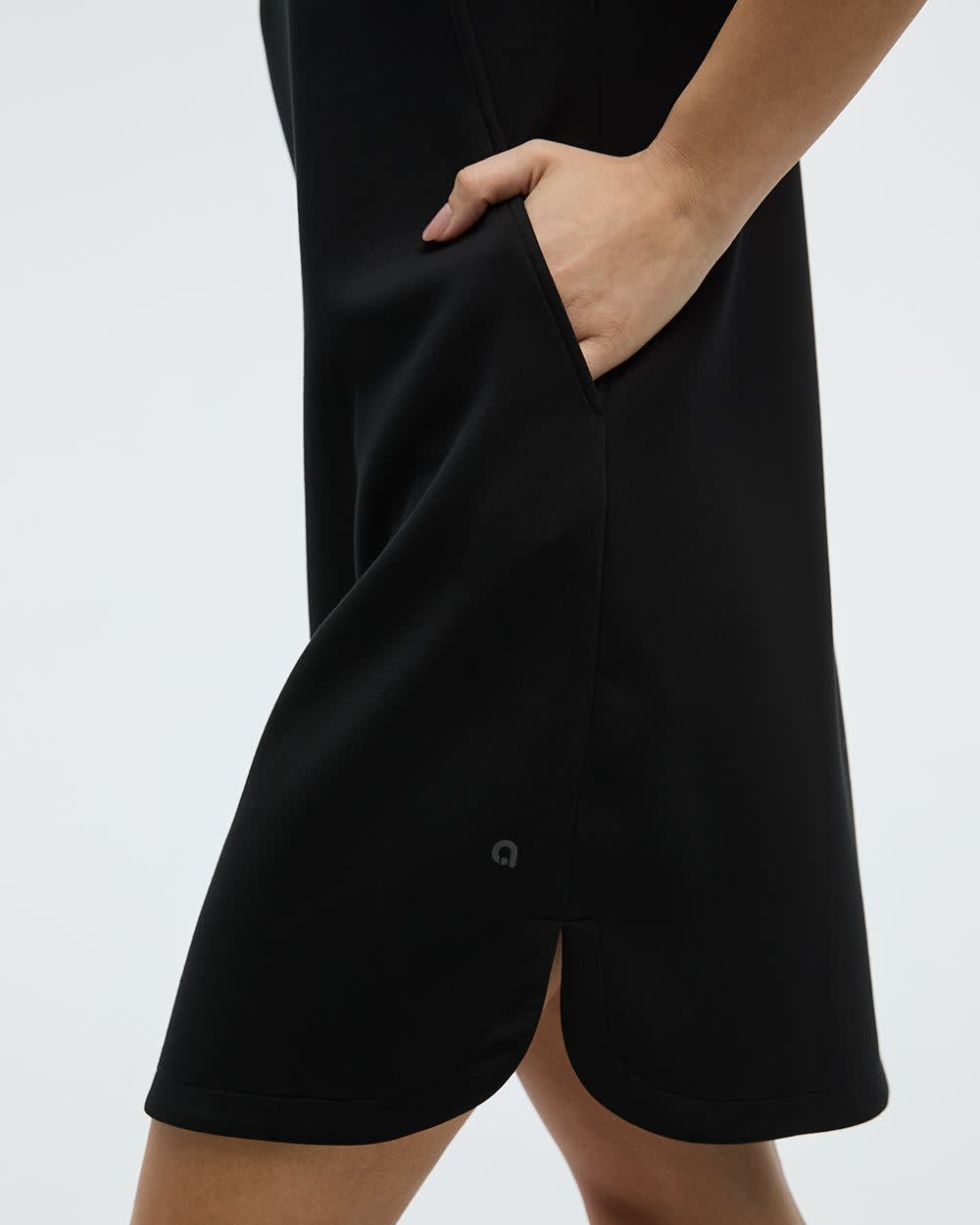Extended-Sleeve Crew-Neck Scuba Dress with Pockets - Hyba