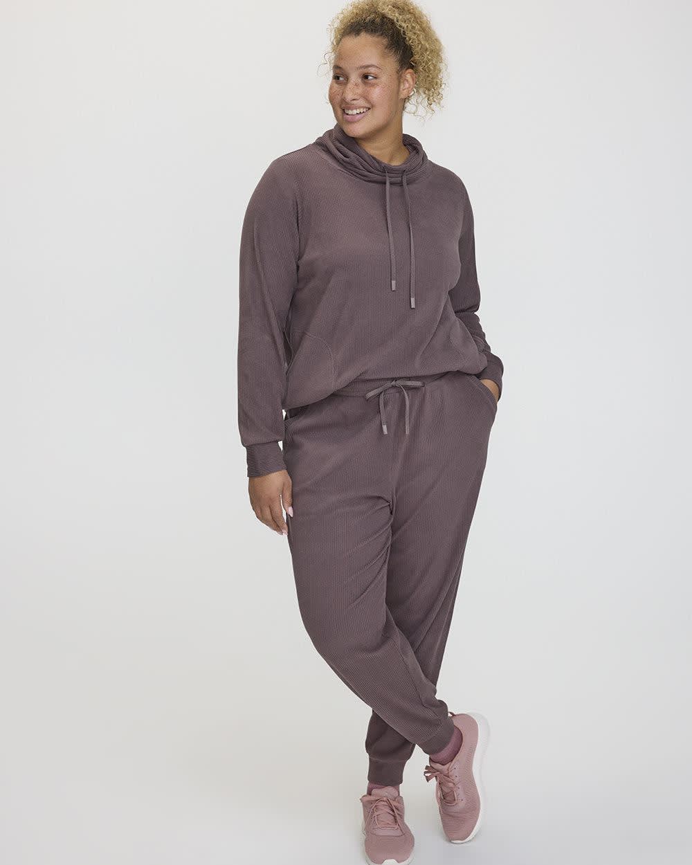 Pantalon jogger en tricot ottoman en velours - Hyba