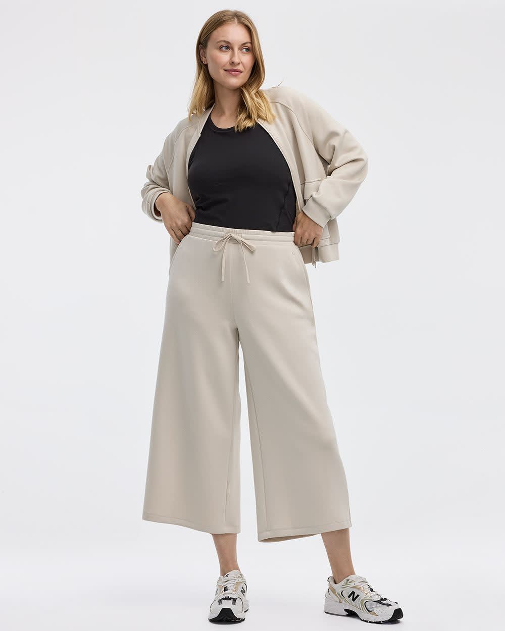 Cropped Wide-Leg Scuba Pants - Hyba