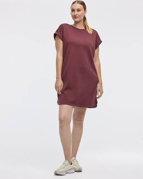 Robe en scuba à manches très courtes et col rond avec poches - Hyba