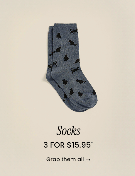 Socks - 3 for $15.95: Shop Now 