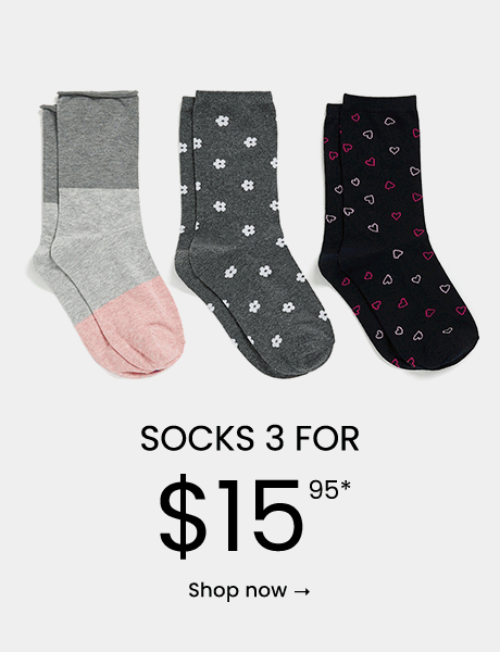 Socks - 3 for $15.95: Shop Now 