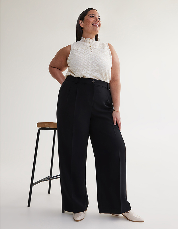 48 inc PLUS SIZE knitted High Waist Wide Leg Pants Loose Fit Wide Pants / Trouser  Pants fit up to 48 inc