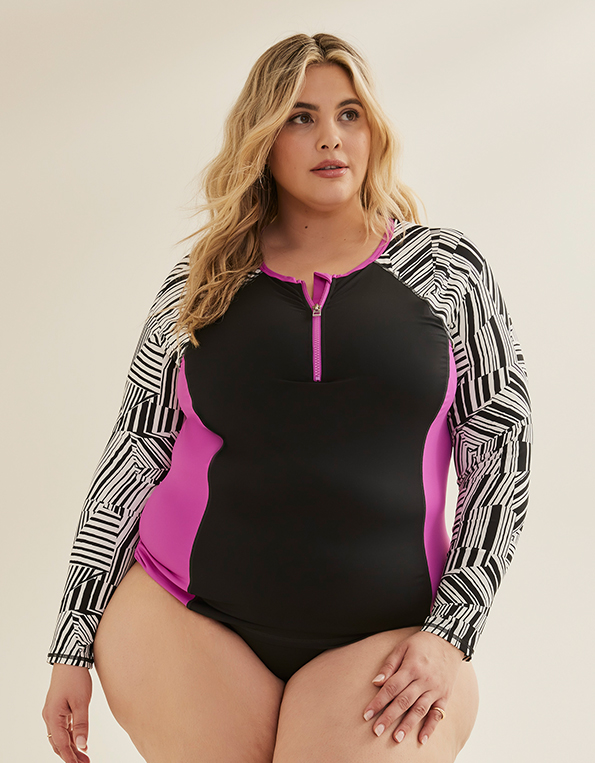 Plus Size Loose Fit Margaux Swim Top. Calypsa by ModLi